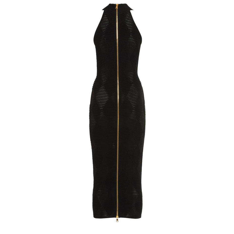 Long dress in black fabric