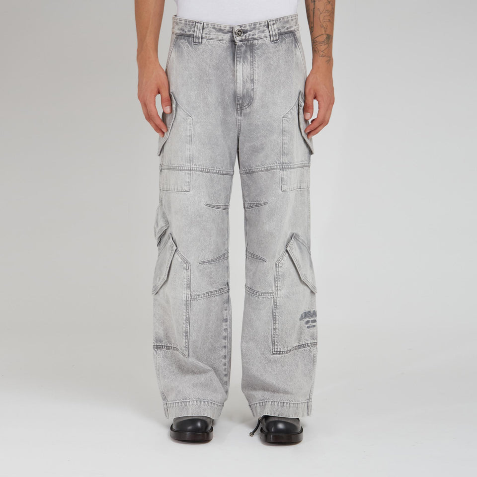 Jeans cargo in denim grigi