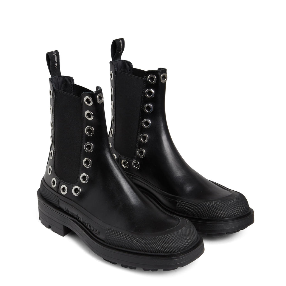 Stivaletto Stack chelsea in pelle nero 730094 WHSWV1081 ALEXANDER MCQUEEN 