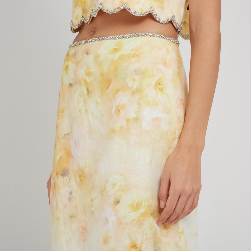 Yellow Linen "Crush" Skirt