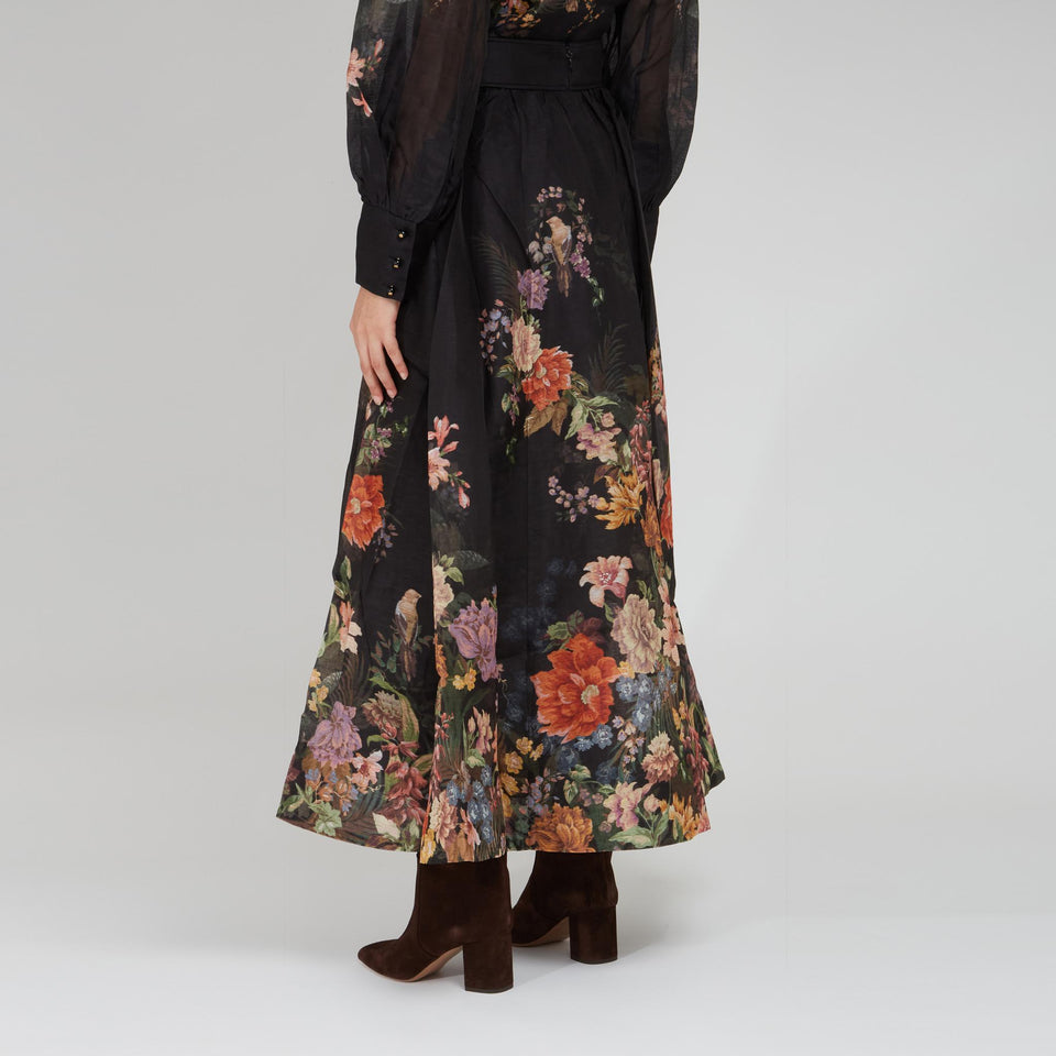 Gonna lunga in seta multicolor