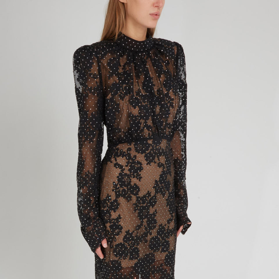 Maxi abito in pizzo nero