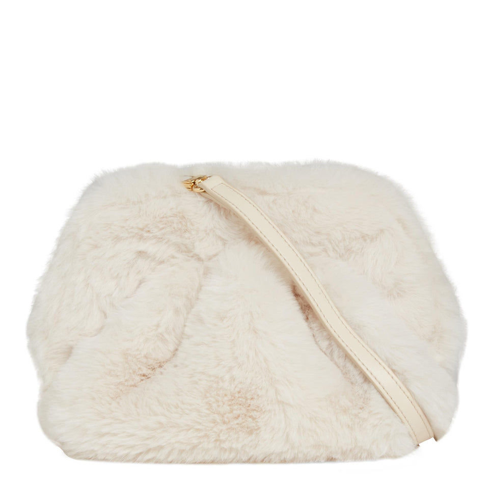 Small white shearling bag