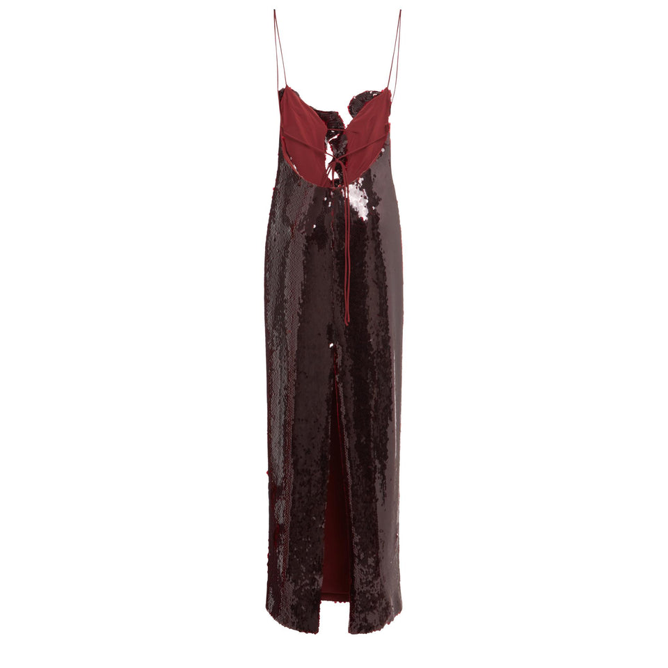 Long dress in burgundy sequins