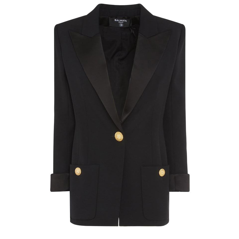 Black Wool Single Breasted Blazer