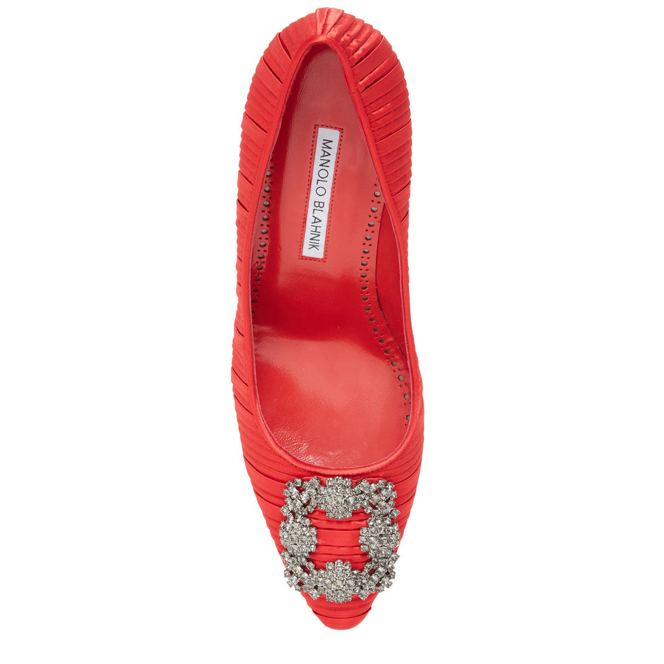 Decolletè "Hangisi 90'' in satin rossa 424-1979 0001 MANOLO BLAHNIK 