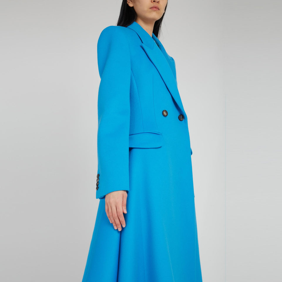 Cappotto asimmetrico in lana azzurro