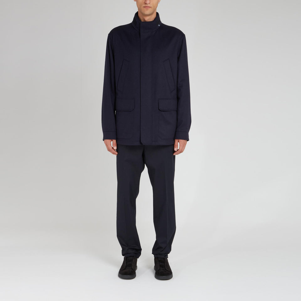 Cappotto in lana blu