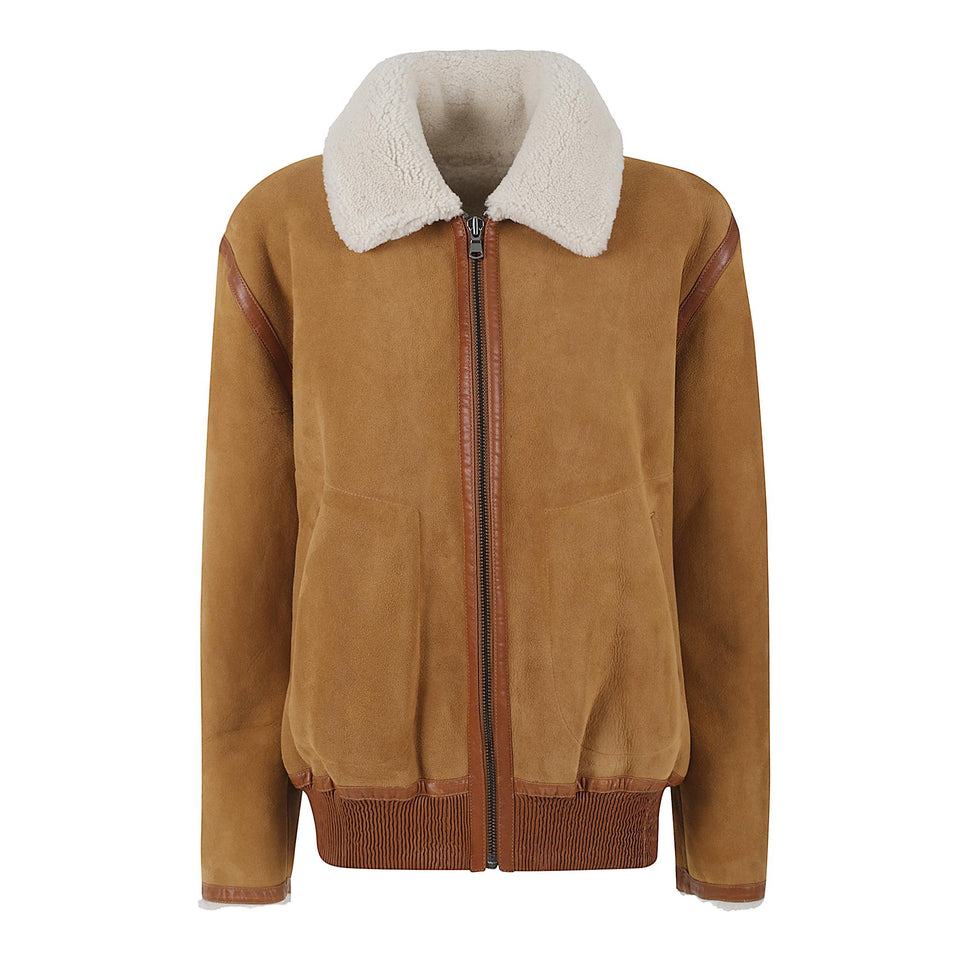Bomber in suede beige EVA CURLYCAMEL ENES 