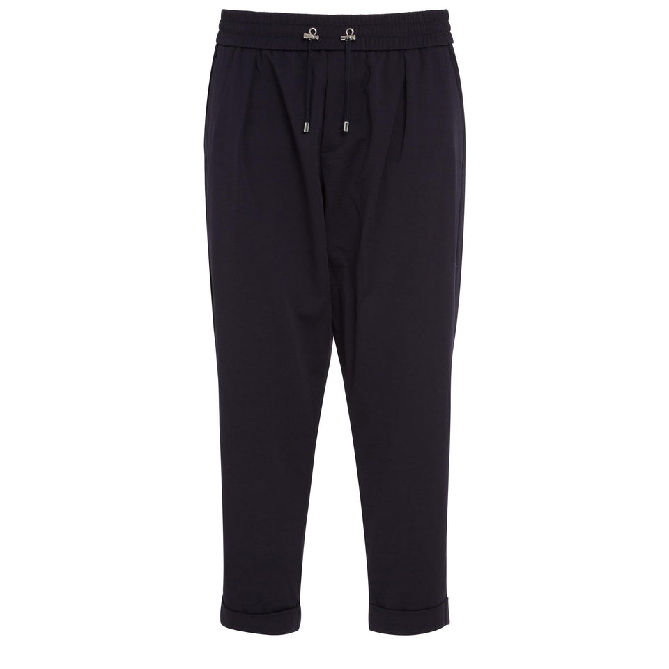 Pantalone a gamba larga in cotone blu - GIO MORETTI