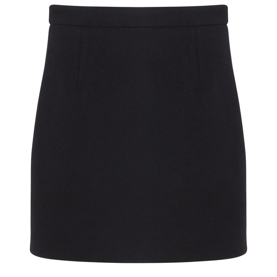 Mini gonna in lana nera