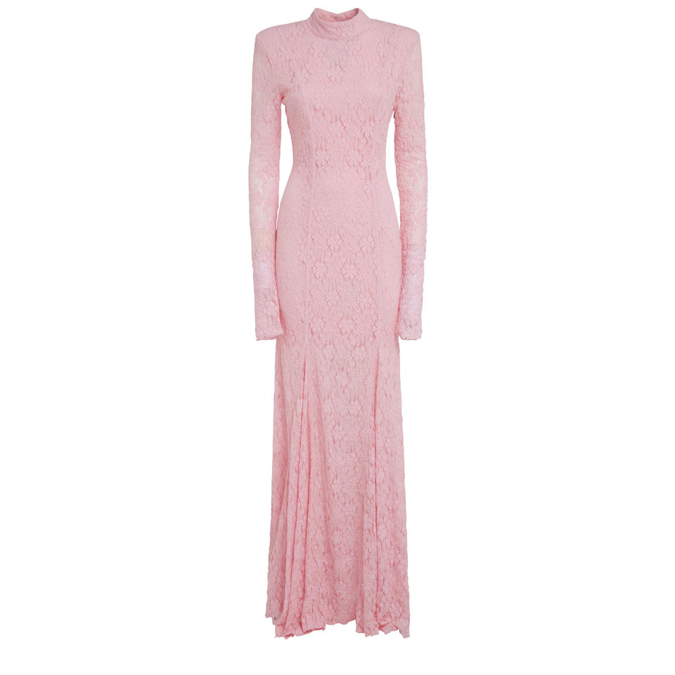 Maxi abito in pizzo rosa