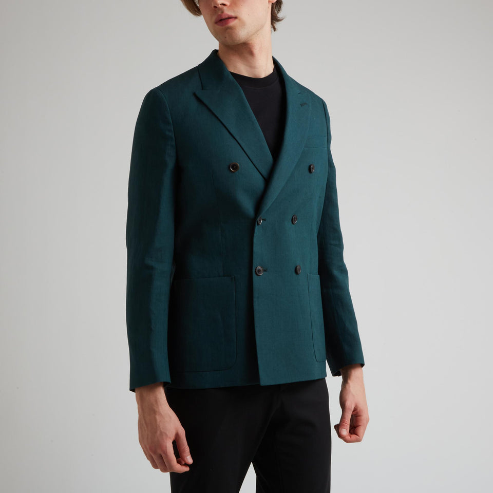 Giacca doppio petto in lana verde