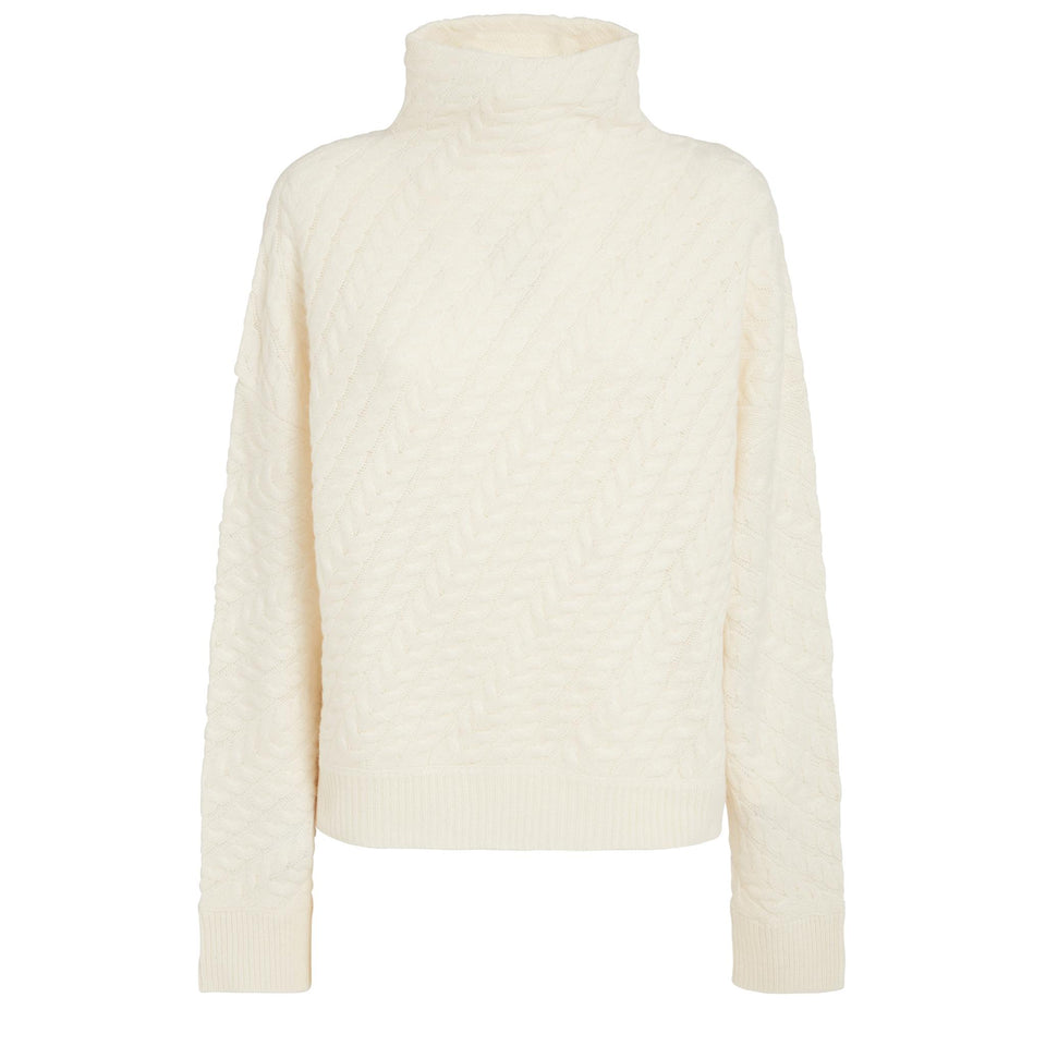 Maglia a trecce in cashmere panna - GIO MORETTI
