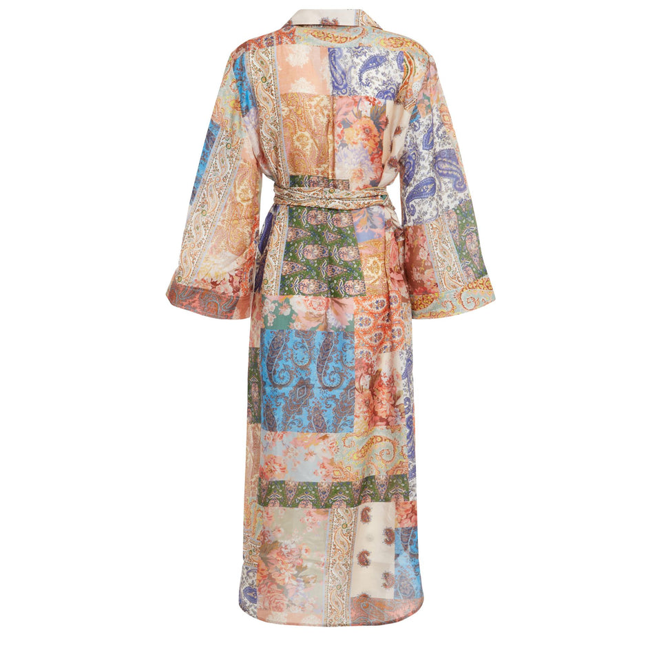 Long dress in multicolor fabric