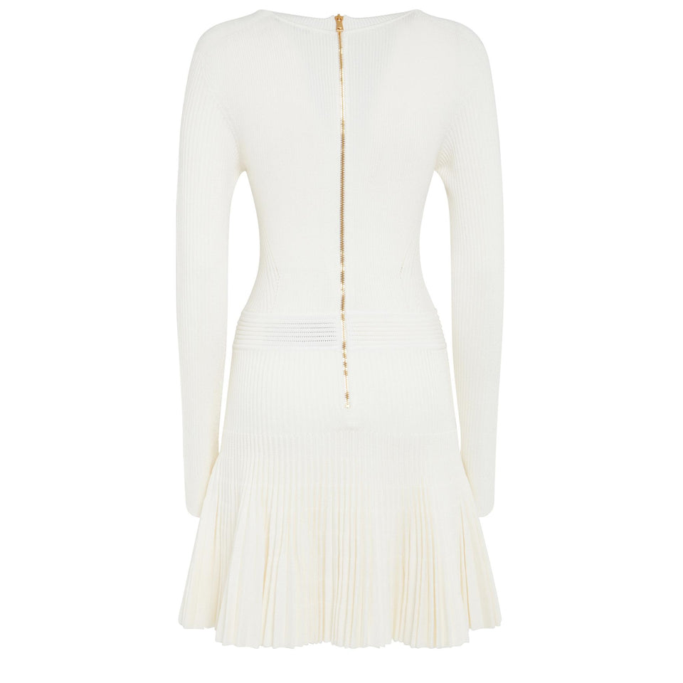 Mini abito a coste in tessuto bianco