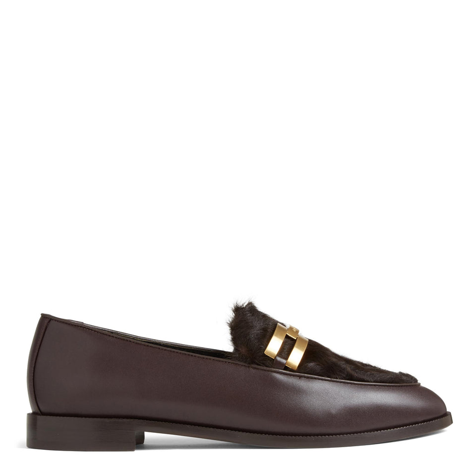 Mocassino in pelle marrone BDHFLAM0 CSICACAO/ESPRESSO AQUAZZURA 