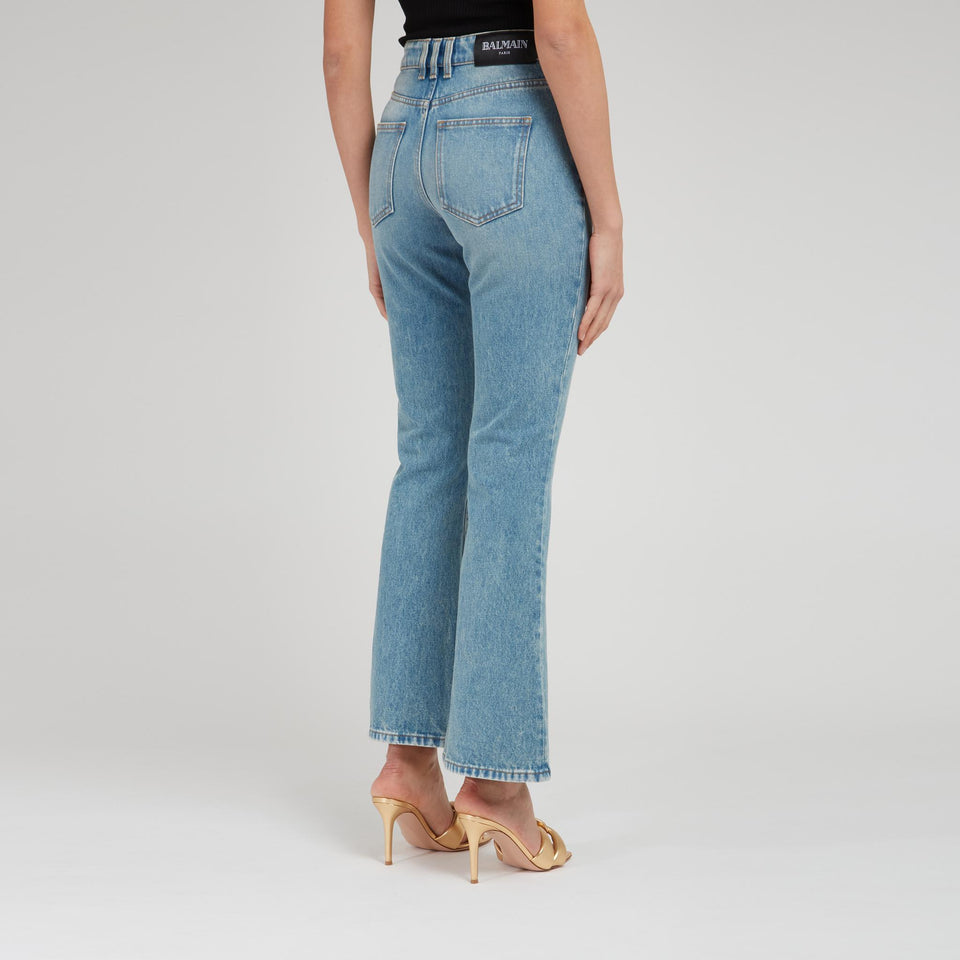 Blue denim flared jeans