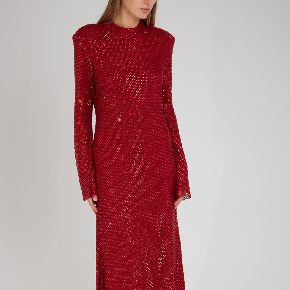 Maxi abito in tessuto rosso