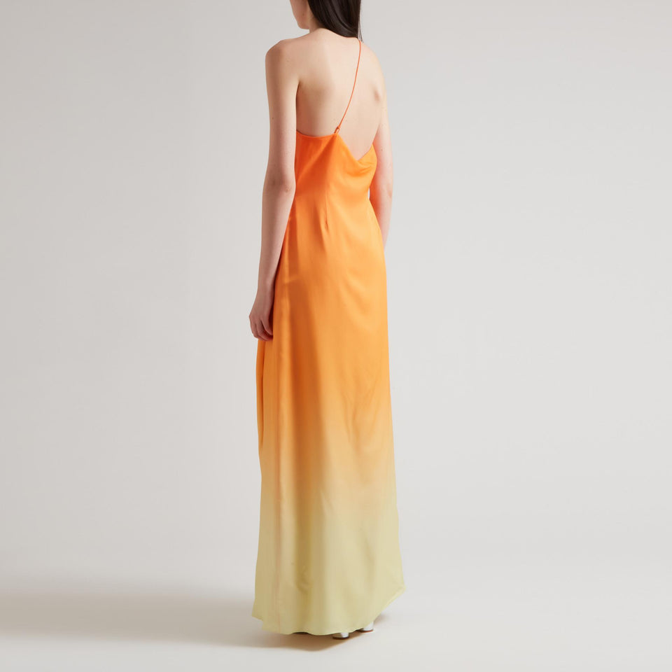 Abito mono spalla in tessuto arancione
