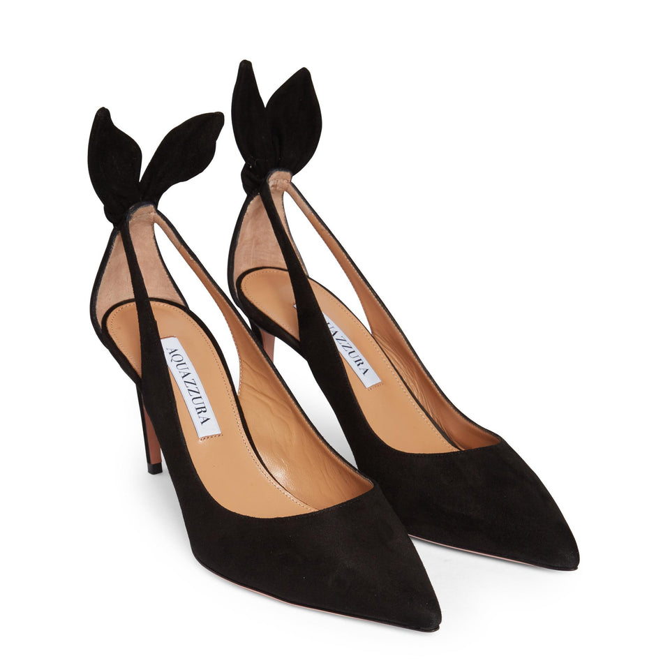 Decolletè ''Bow tie pump 85'' in suede nero DENMIDP0 SUE000 AQUAZZURA 