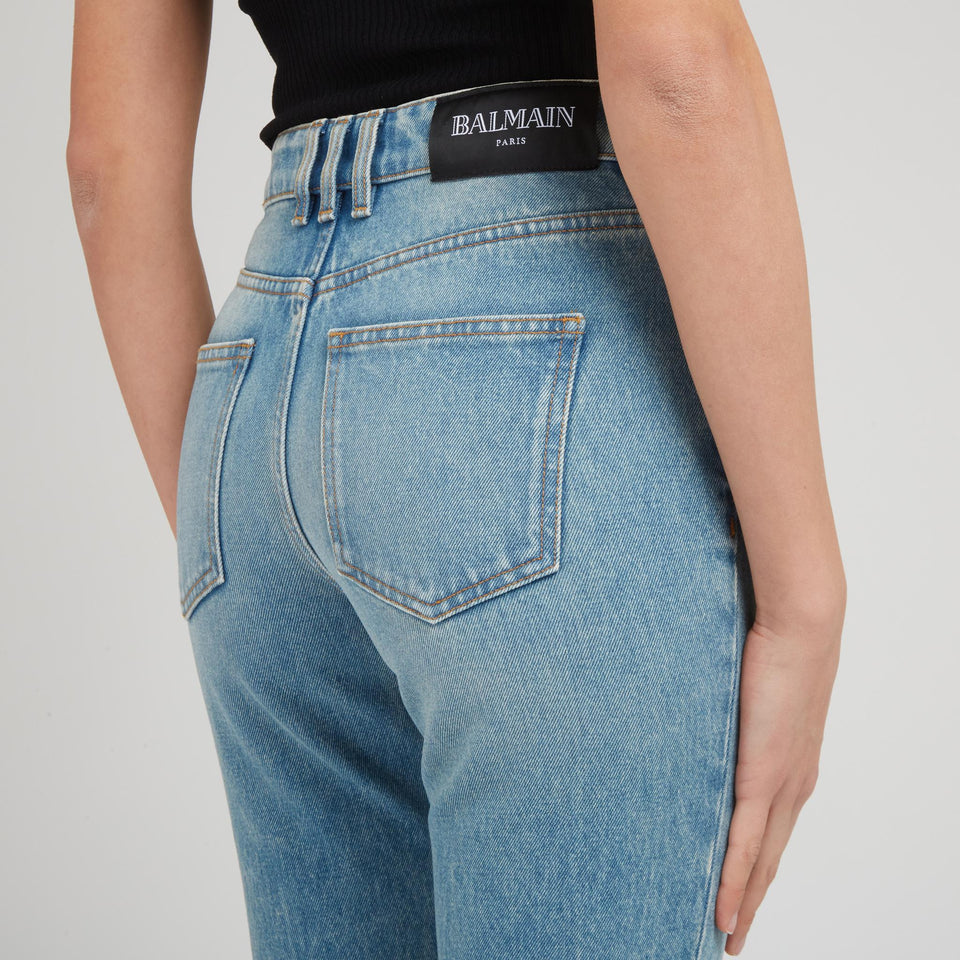 Blue denim flared jeans