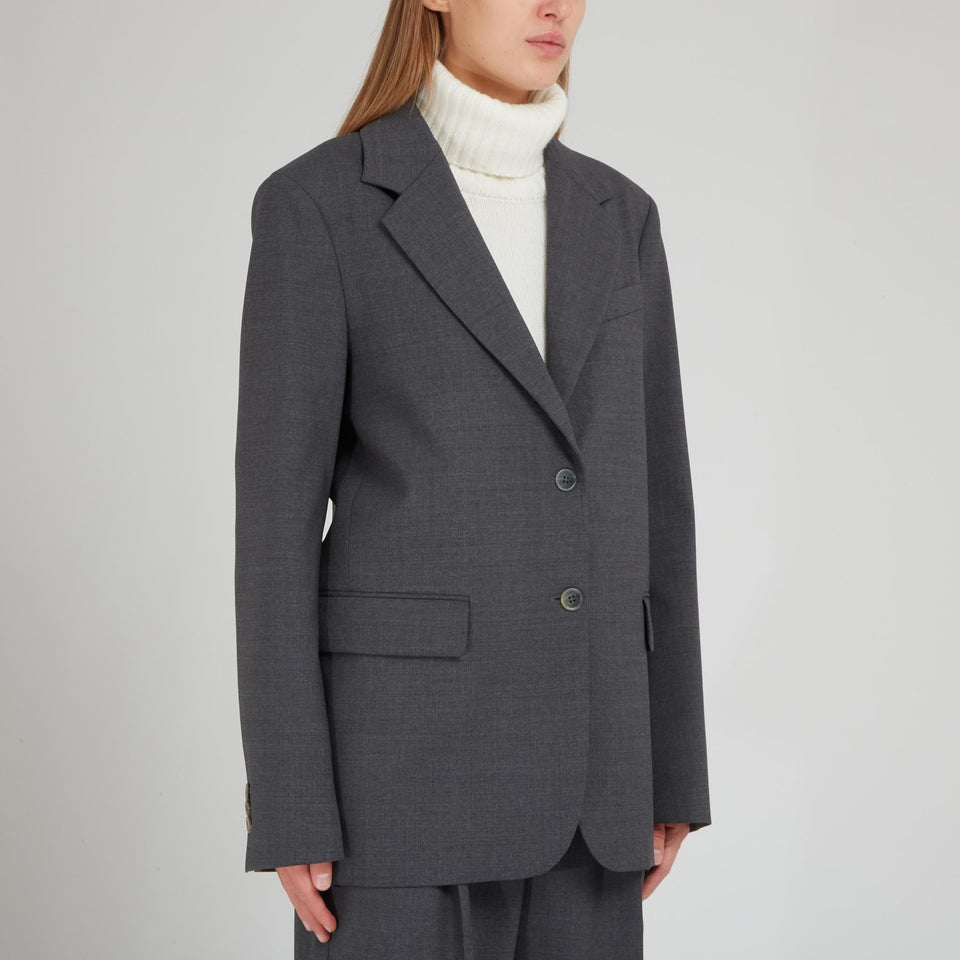 Giacca mono petto in lana grigia