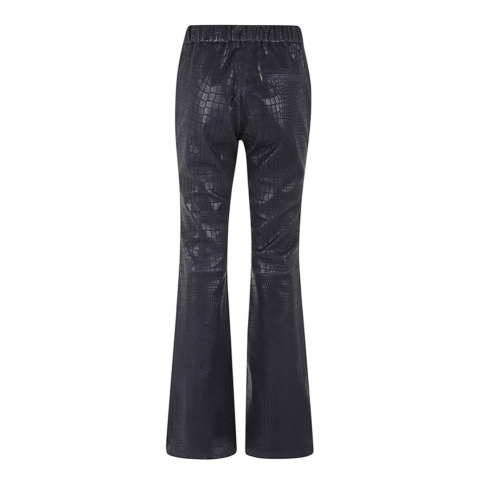Pantalone svasato in pelle blu RELAXFLARE CROCONAVY ENES 