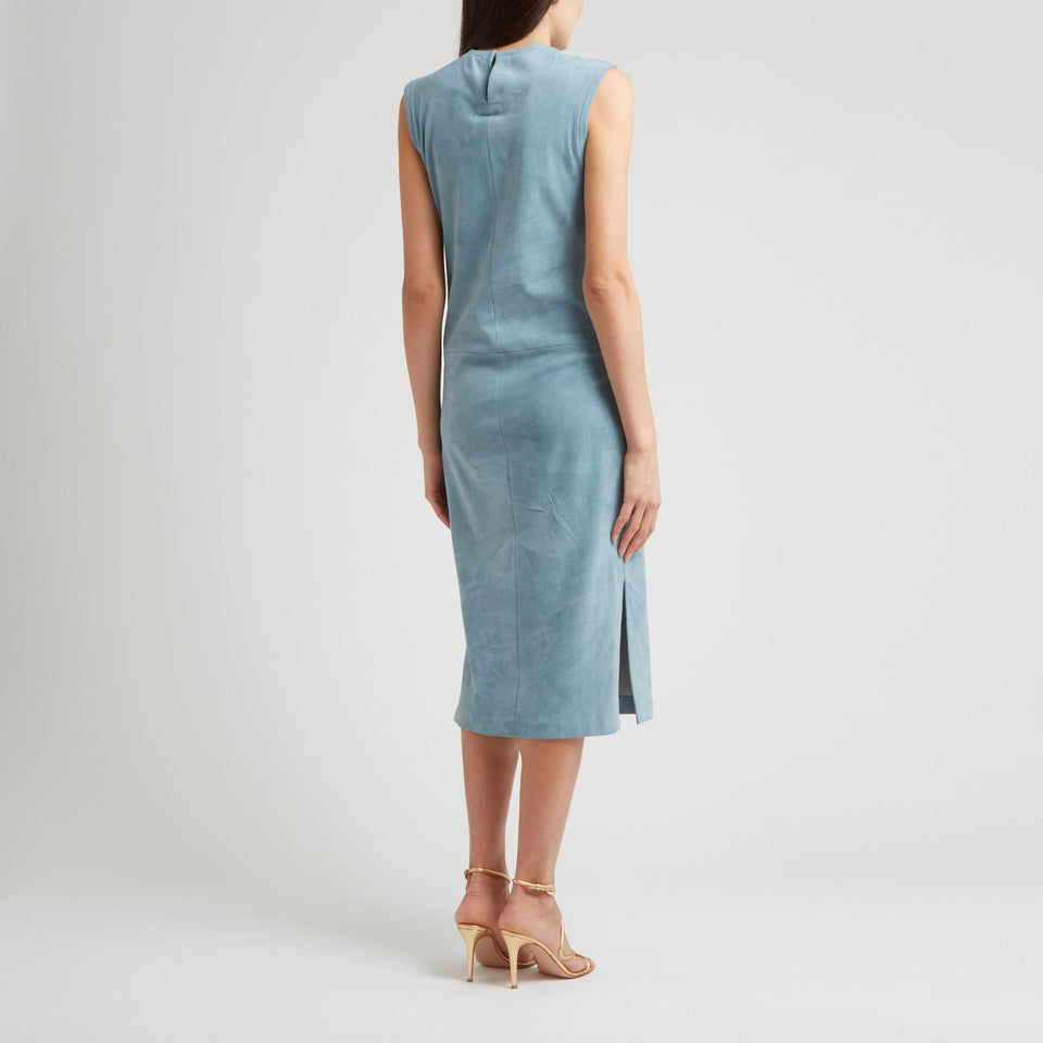 Top "Miuccia" in suede blu