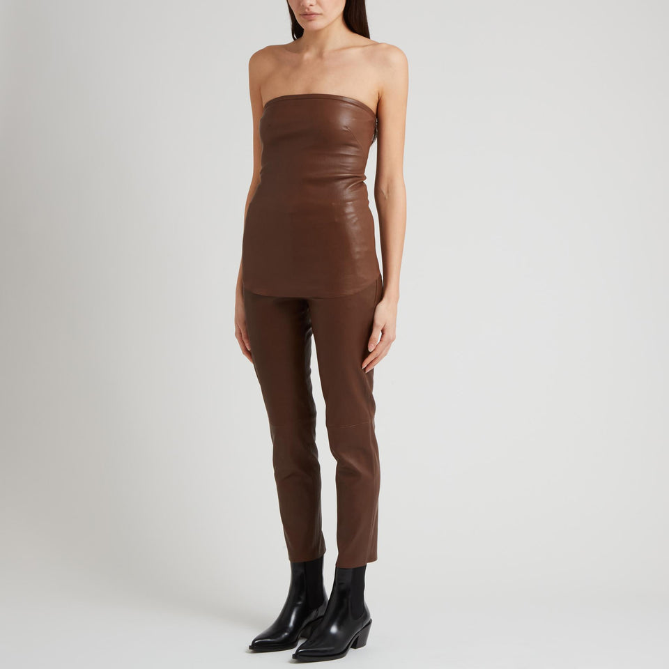 "Gina" brown leather top