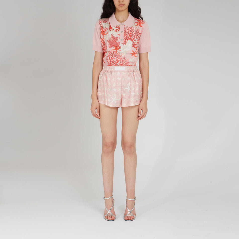 ''Barocco Sea'' Polo in Pink Wool