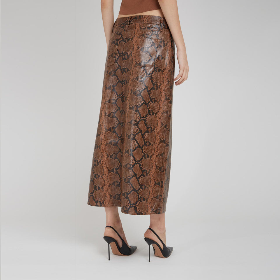 Gonna lunga in pelle sintetica marrone