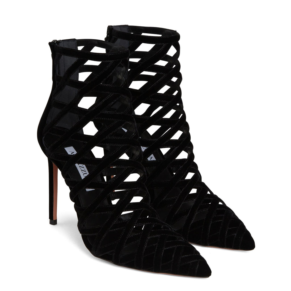 Stivaletto "Romance" traforato in suede nero RMNHIGB0 VELBLACK AQUAZZURA 