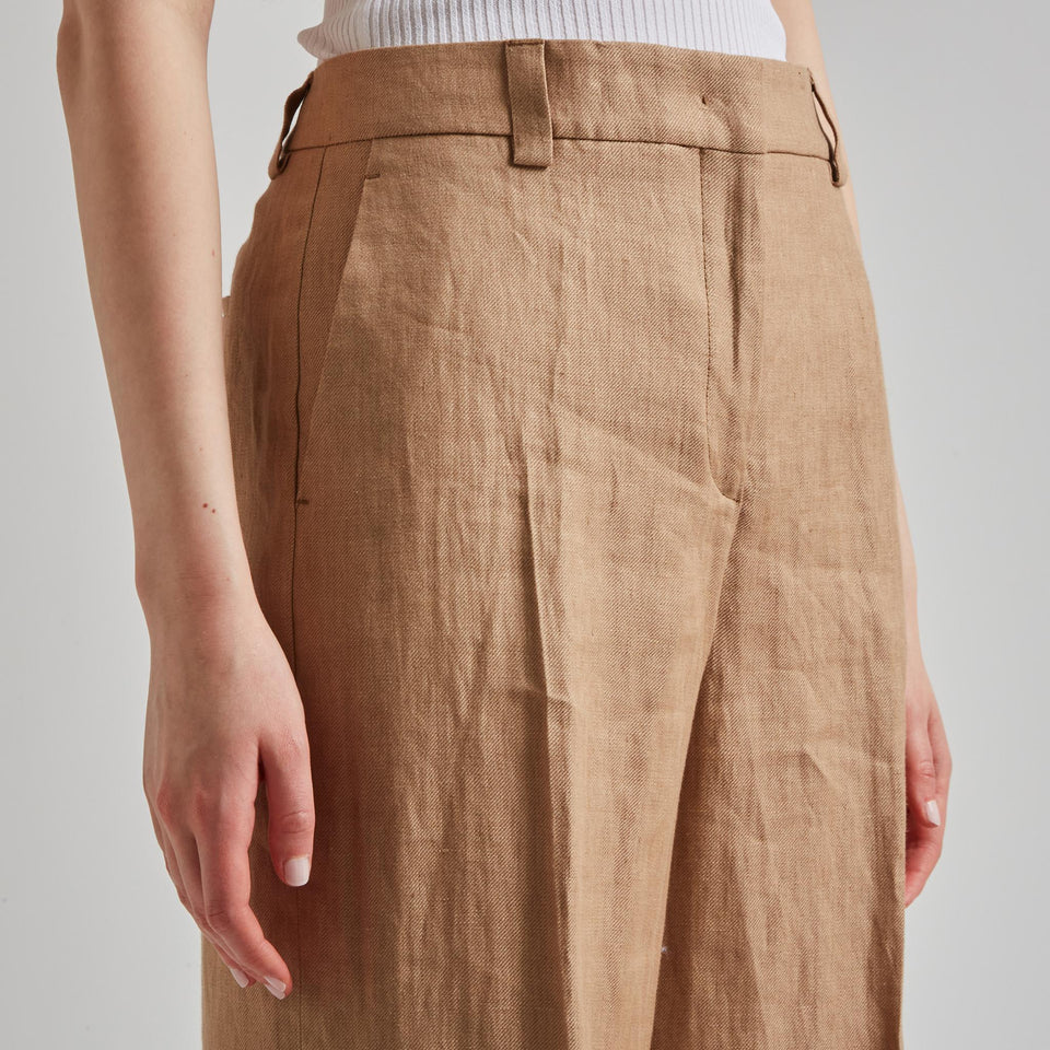 Pantalone in lino beige