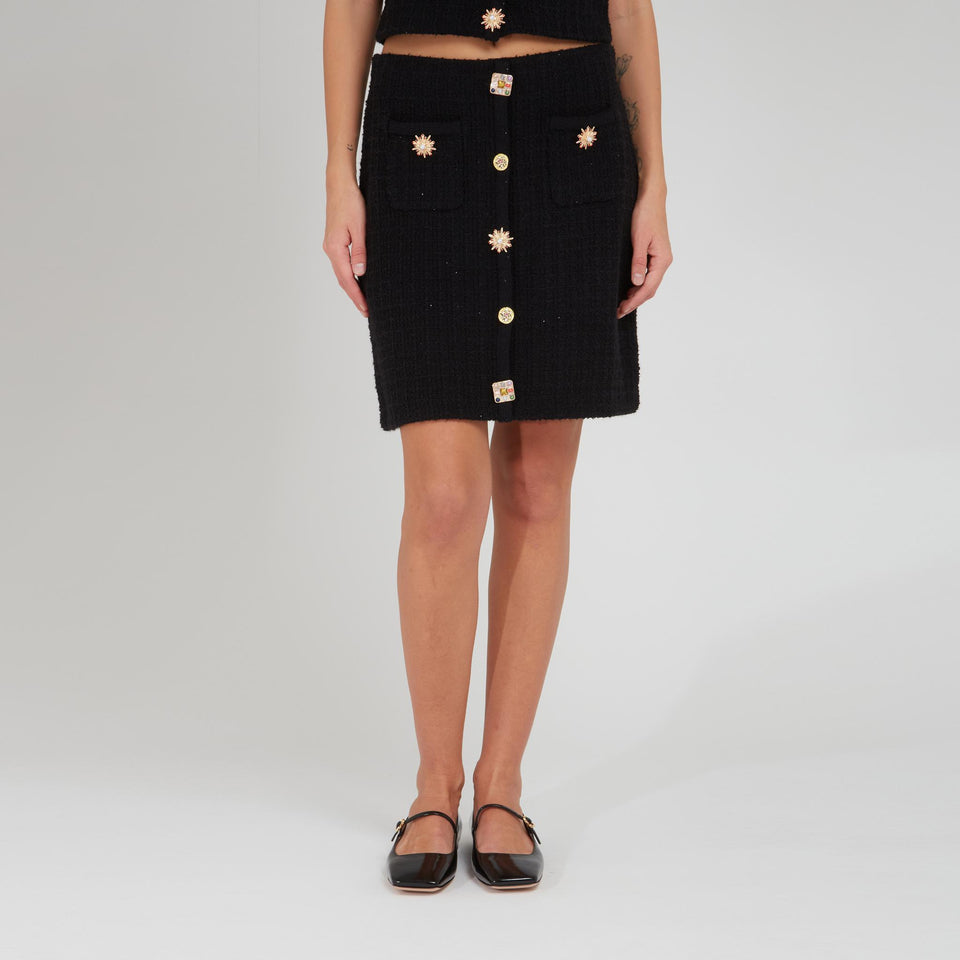 Mini gonna in tweed nera