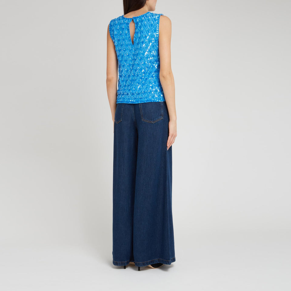 Tank top in blue fabric