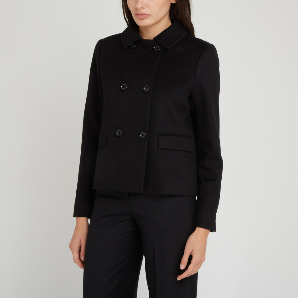 Black cashmere double breasted coat