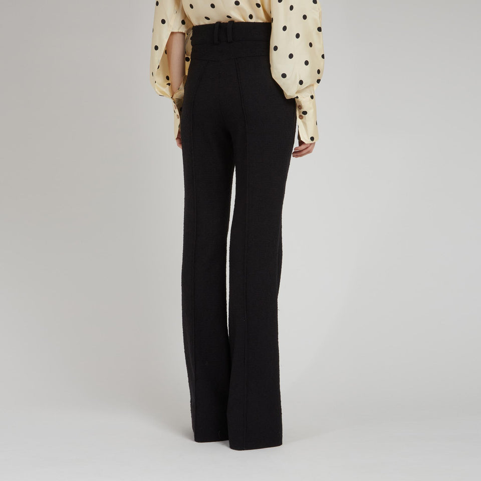 Black wool flared trousers