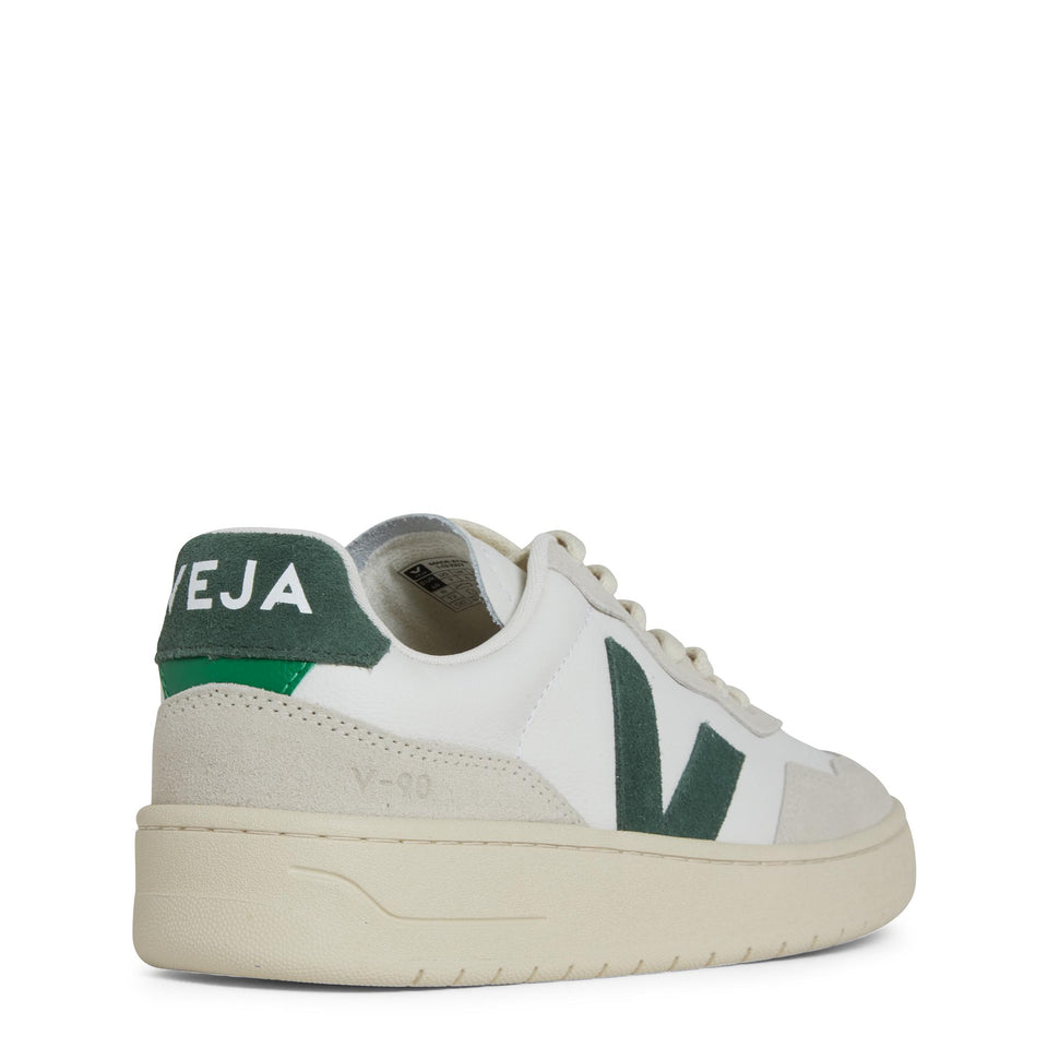 Sneakers ''V-90'' in pelle bianche e verdi VD2003384 WHGR VEJA 