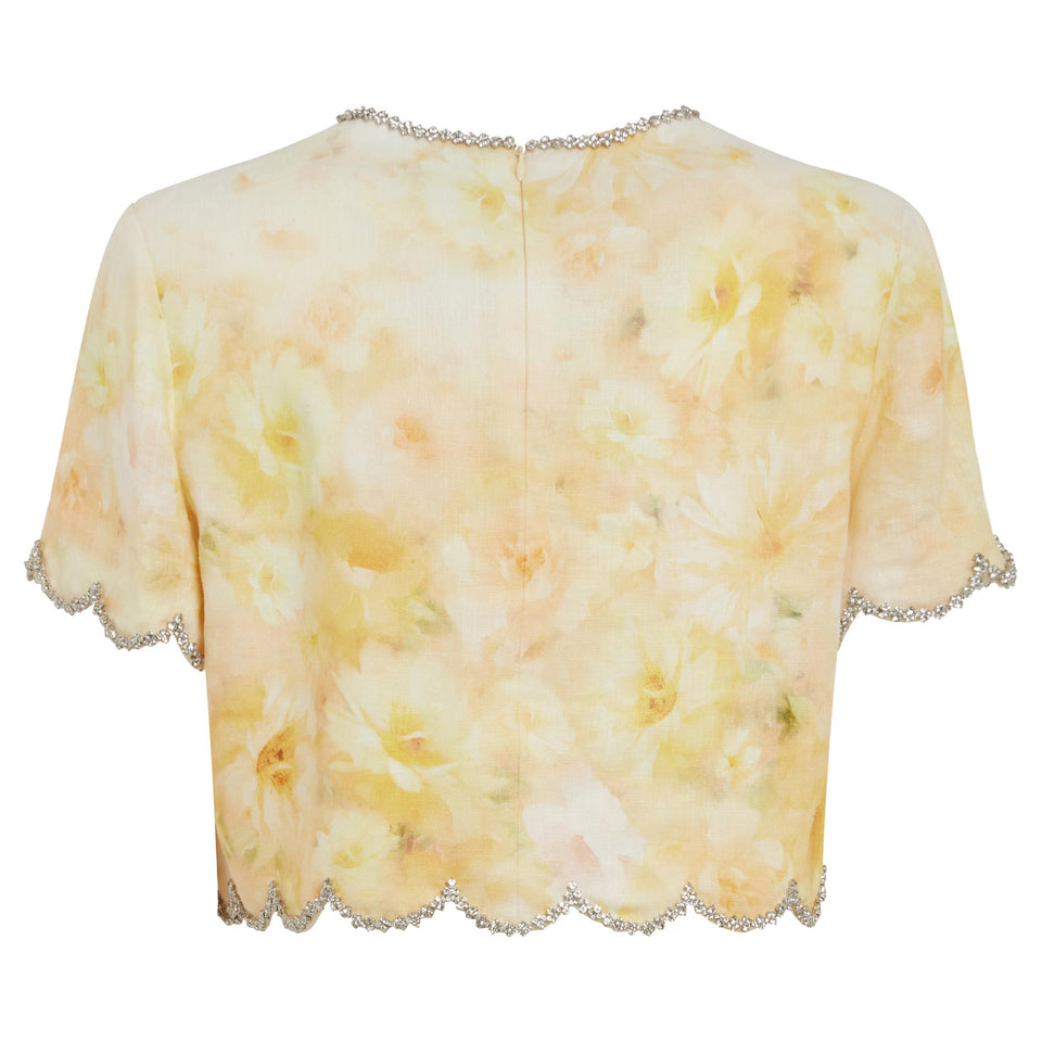 "Crush" crop top in yellow linen