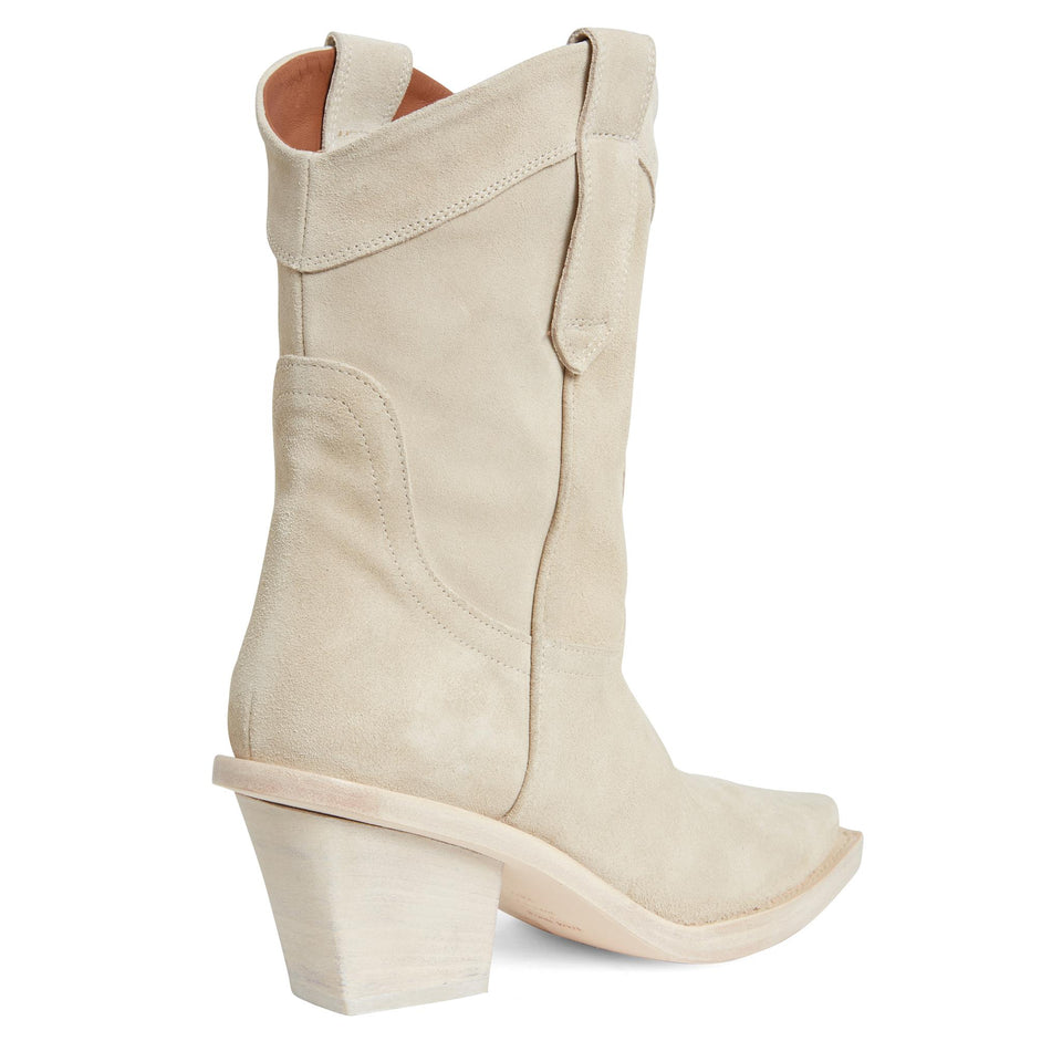 Stivaletto "Dakota" in suede beige PX972 XV003ANGORA PARIS TEXAS 