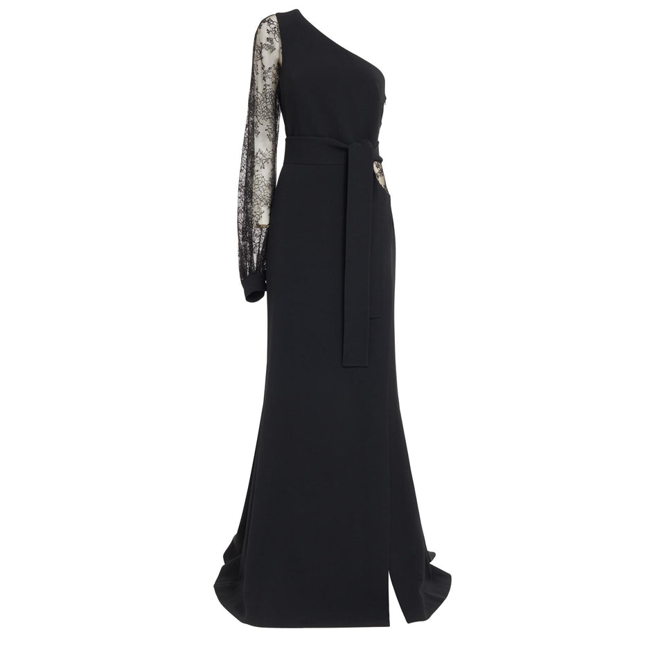 Abito mono spalla in tessuto nero 15644 BLACK ELIE SAAB 