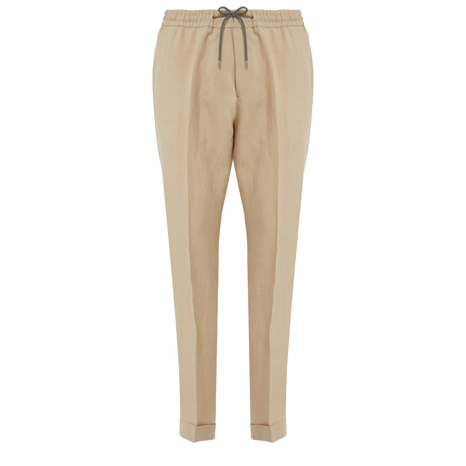 Pantalone in lino beige