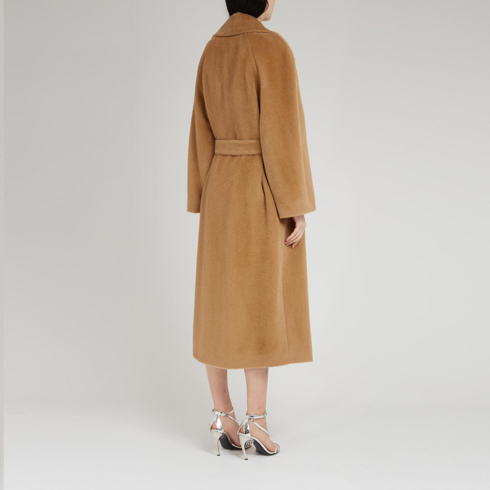 Beige wool double breasted coat