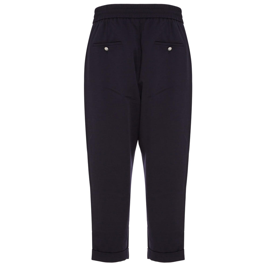 Pantalone a gamba larga in cotone blu - GIO MORETTI