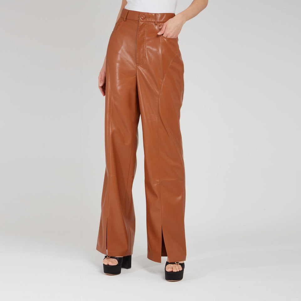 Pantalone "Basha" in ecopelle marrone - GIO MORETTI