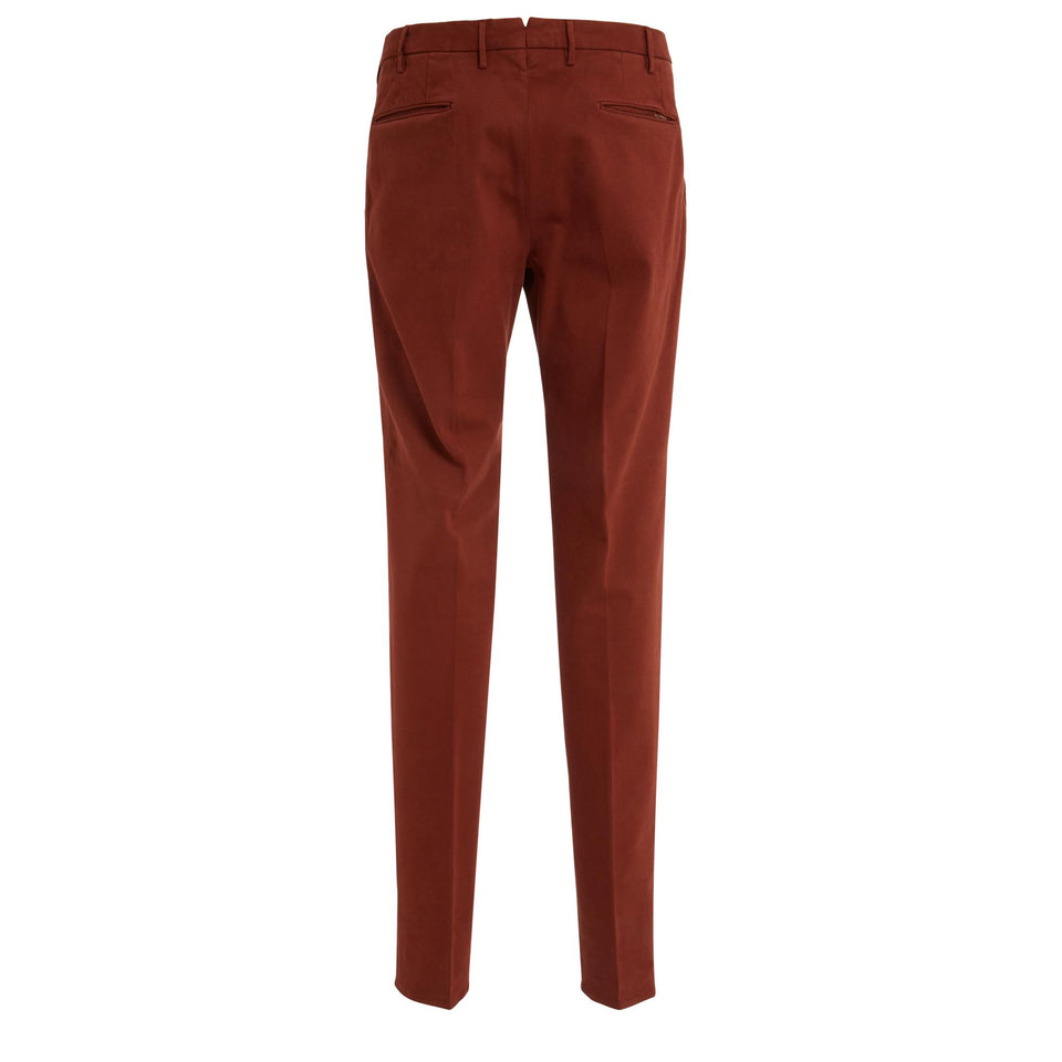 Pantalone slim in cotone marrone