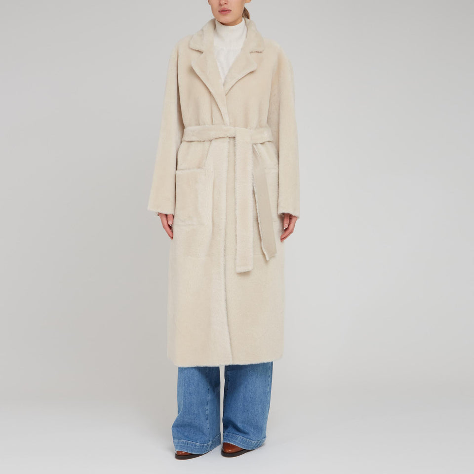 Cappotto in shearling beige