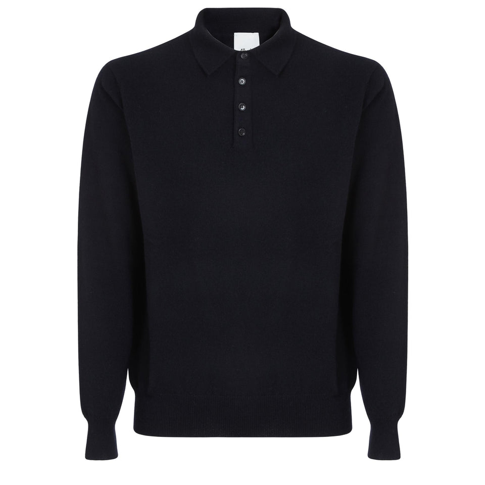 Polo in cashmere blu