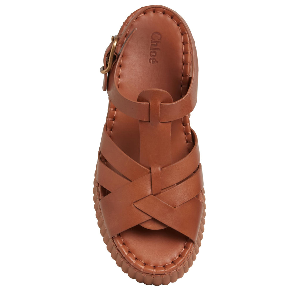 Sandali in pelle marroni CHC24A05DNC 27T CHLOE 
